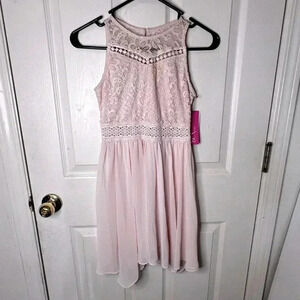 NWT BCX Girls Lt Pink Lace Fit And Flare Dress Size 10